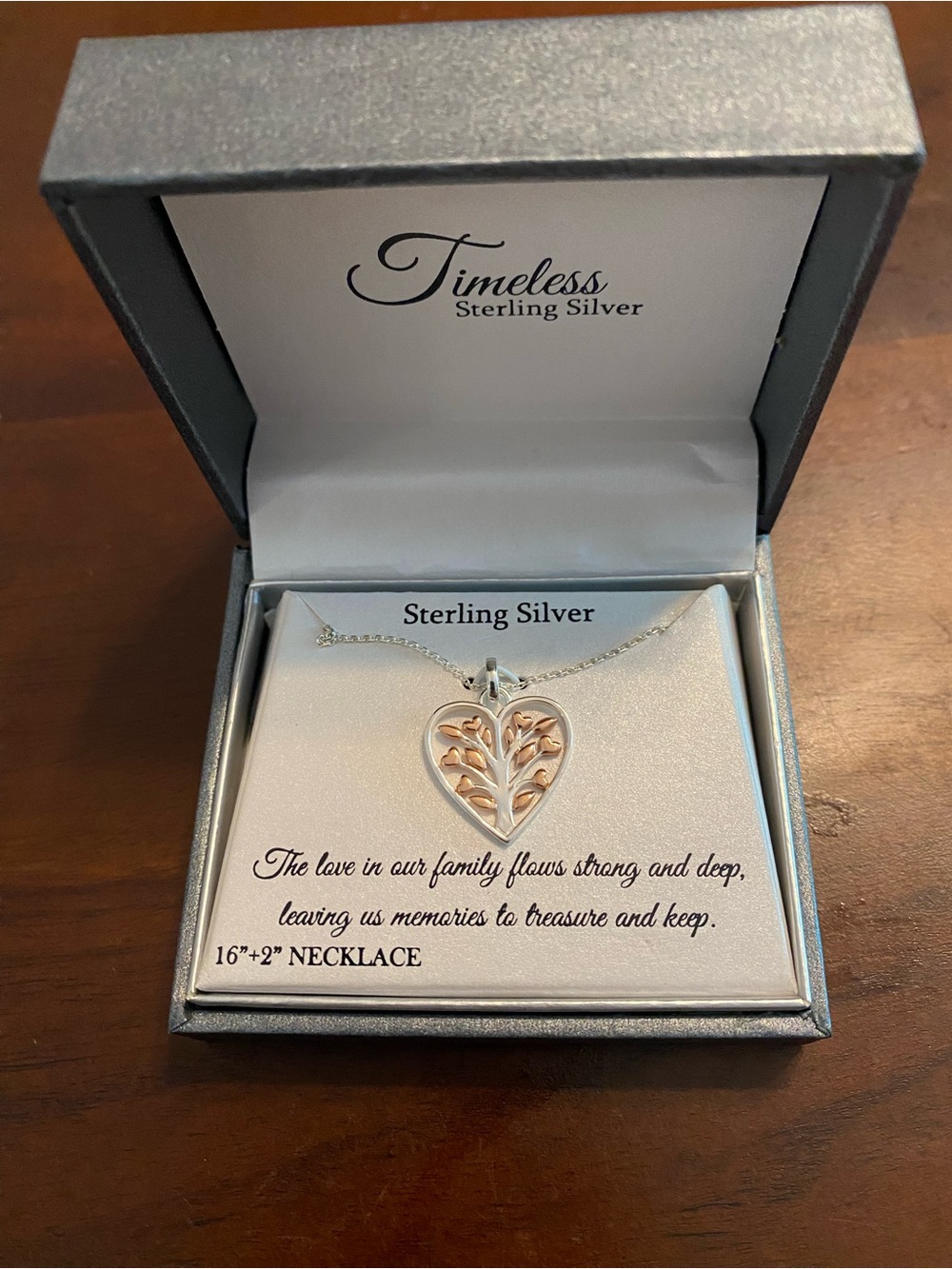 Timeless Sterling Silver Heart Pendant Necklace with Rose Gold Accents